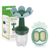 Alimentador Infantil de Silicone + Bandeija Haakaa Flower 4M + SkyBlue