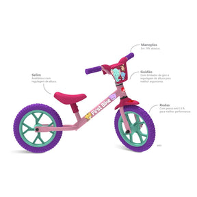 Bicicleta de Equilíbrio Infantil Bandeirante Balance Bike Rosa