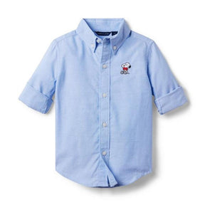 Camisa Infantil Janie And Jack Oxford Peanuts Snoopy Ocean Air